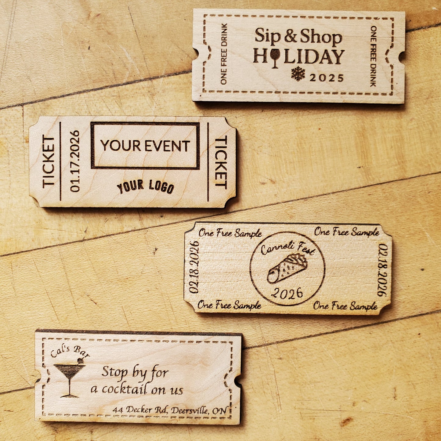 Wood Tokens and Tickets